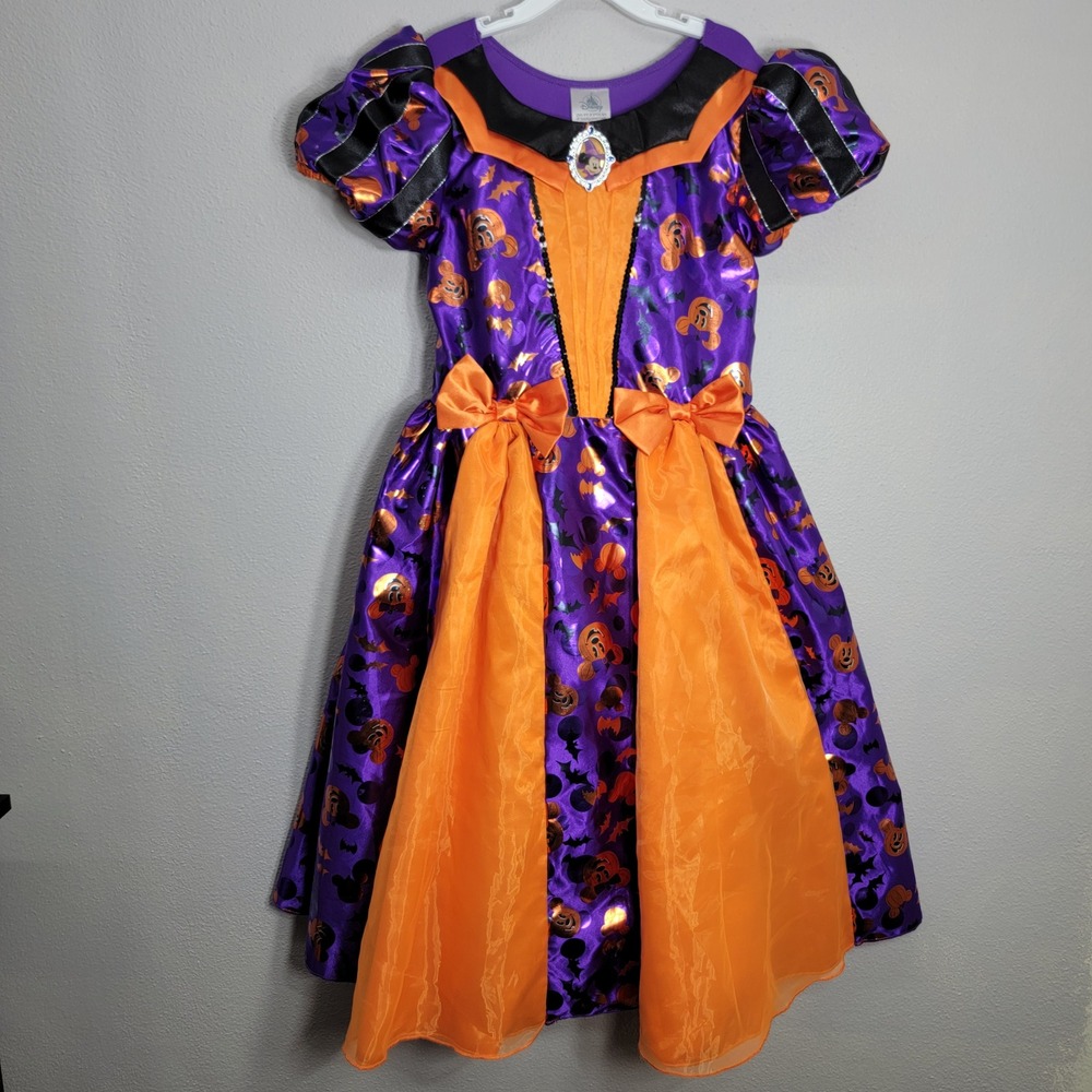 Disney Minnie Mouse Halloween Witch Costume‎ Dress Purple Orange Girls Size 9/10 - Picture 2 of 9